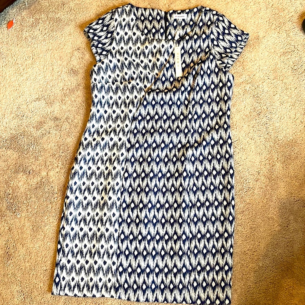 Blue and white pattern dress